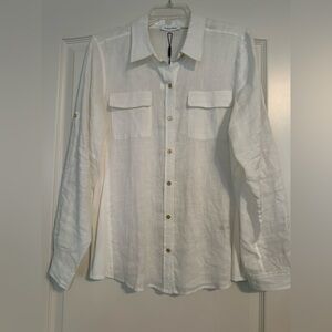 Calvin Klein Linen Long Sleeve Top